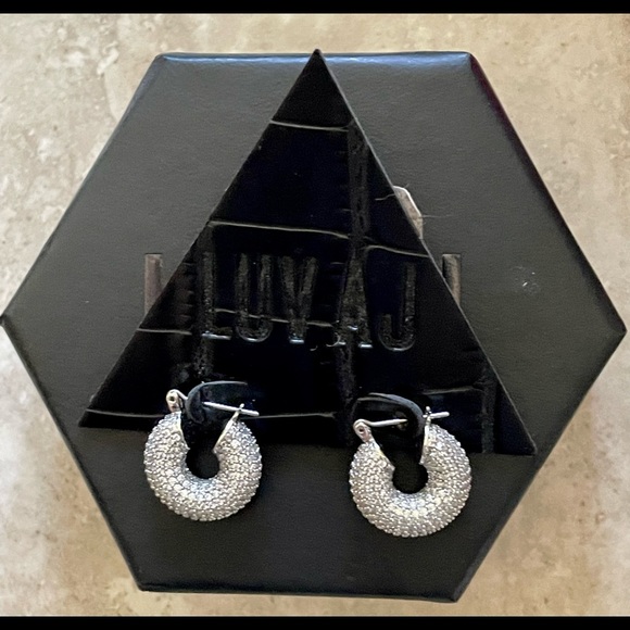 💎NWT LUV AJ PAVE MINI DONUT HOOPS- SILVER💎 - Picture 6 of 8